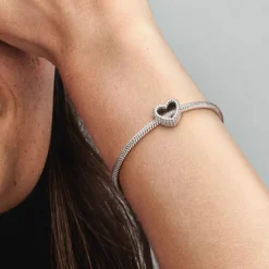 Pandora Moments Beaded Open Heart hela, hopea, 797516