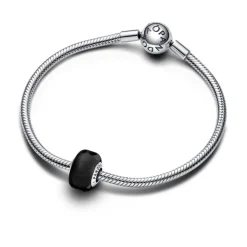 Pandora Moments Black Mini Murano Glass hela, hopea, 793117C00