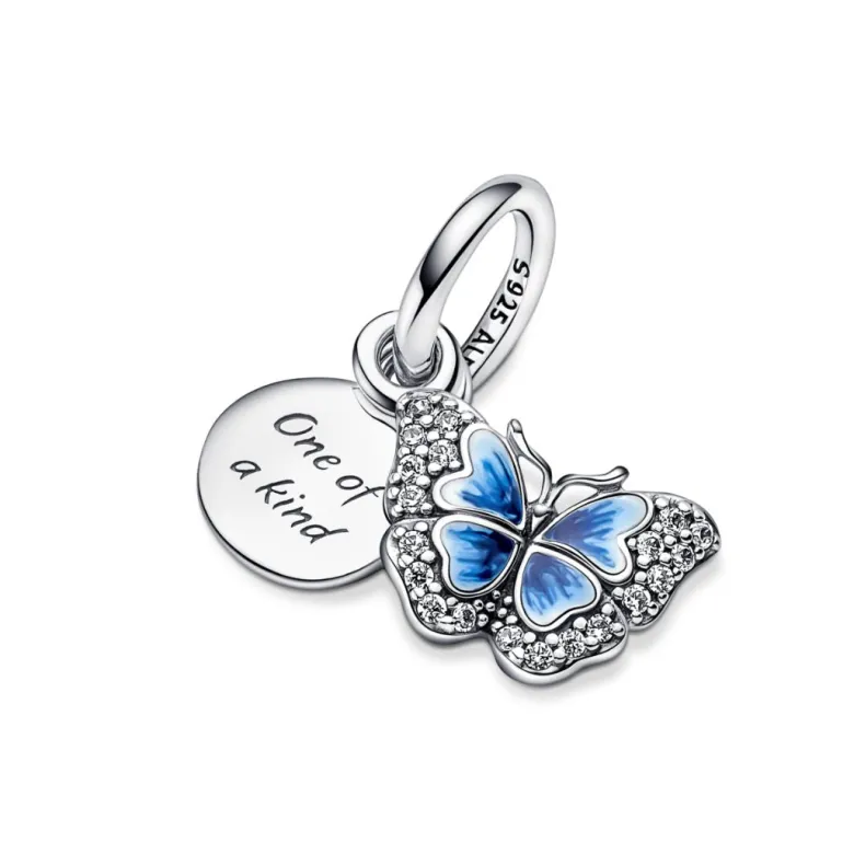 Pandora Moments Blue Butterfly & Quote Double hela, hopea, 790757C01