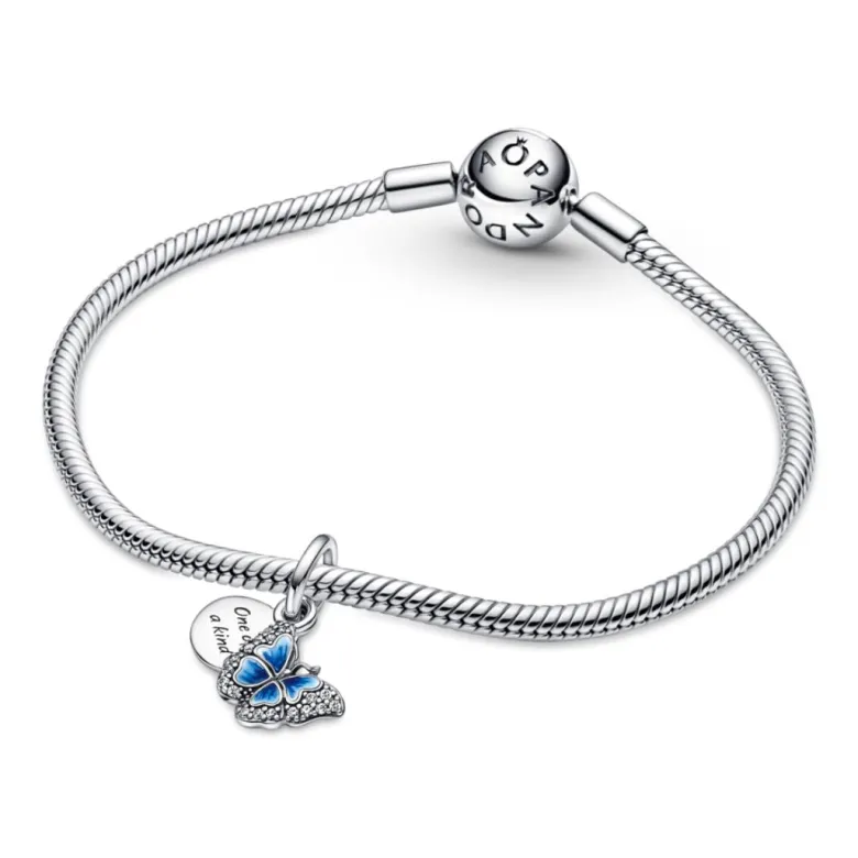 Pandora Moments Blue Butterfly & Quote Double hela, hopea, 790757C01