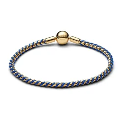 Pandora Moments Blue Cord Box Chain rannekoru, keltakullattu, 563816C02