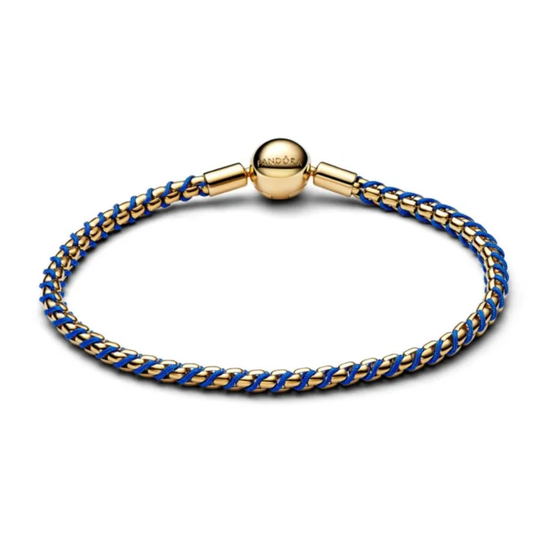 Pandora Moments Blue Cord Box Chain rannekoru, keltakullattu, 563816C02