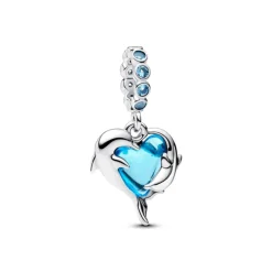 Pandora Moments Blue Murano Glass Dolphins hela, hopea, 793924C01