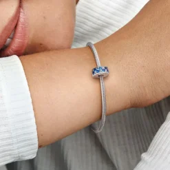 Pandora Moments Blue Pavé lukkopala, hopea, 791817NSBMX