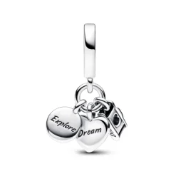 Pandora Moments Camera, Heart & Compass Triple hela, hopea, 792703C01