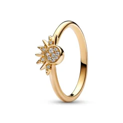 Pandora Moments Celestial Sparkling Sun sormus, keltakullattu, 162674C01