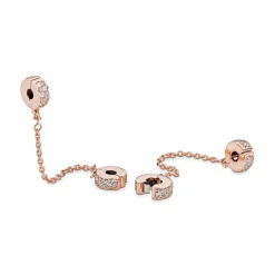 Pandora Moments Clear Pavé Safety Chain hela, ruusukullattu, 786322CZ-05