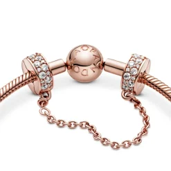 Pandora Moments Clear Pavé Safety Chain hela, ruusukullattu, 786322CZ-05