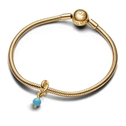 Pandora Moments December Turquoise Blue Eternity Circle hela, keltakullattu, 763462C12