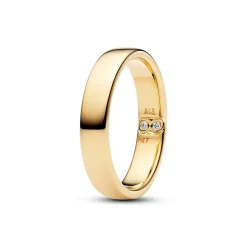 Pandora Moments Engravable Classic Band sormus, keltakullattu, 164776C01