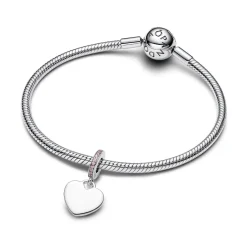 Pandora Moments Engravable Heart Pink Stone hela, hopea, 793926C02