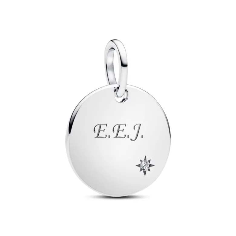 Pandora Moments Engravable Lab-Grown Diamond Tag riipus, hopea, 394012C01