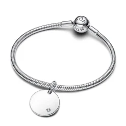 Pandora Moments Engravable Lab-Grown Diamond Tag riipus, hopea, 394012C01