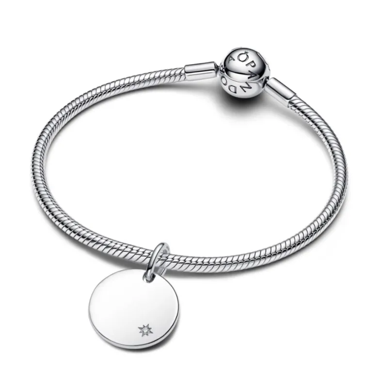 Pandora Moments Engravable Lab-Grown Diamond Tag riipus, hopea, 394012C01