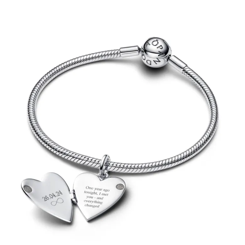 Pandora Moments Engravable Openable Heart Tag riipus, hopea, 394013C01