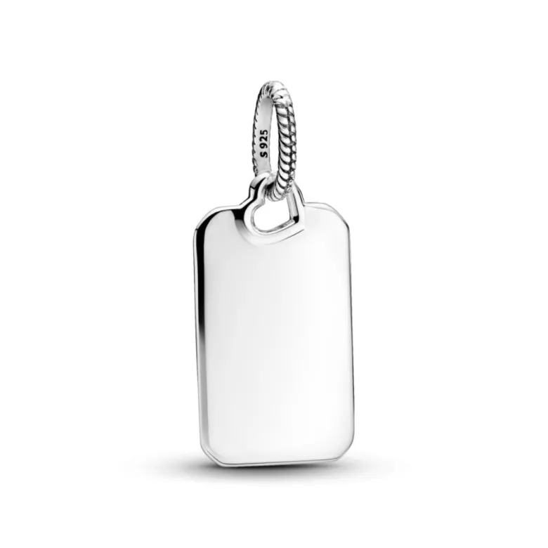 Pandora Moments Engravable Rectangle Tag riipus, hopea, 398611C00