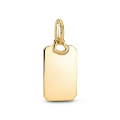 Pandora Moments Engravable Rectangle Tag riipus, keltakullattu, 368611C00
