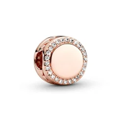 Pandora Moments Engravable Sparkling Button hela, ruusukullattu, 788747C01