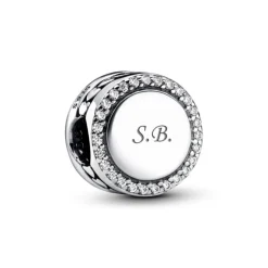 Pandora Moments Engravable Sparkling Button hela, hopea, 798747C01