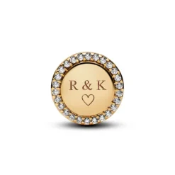 Pandora Moments Engravable Sparkling Button hela, keltakullattu, 768747C01