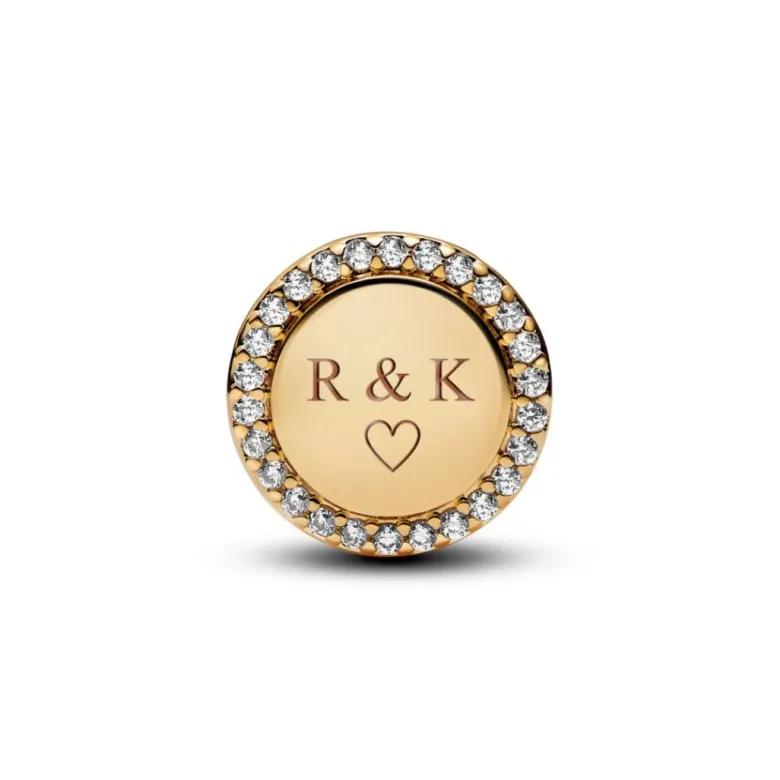 Pandora Moments Engravable Sparkling Button hela, keltakullattu, 768747C01