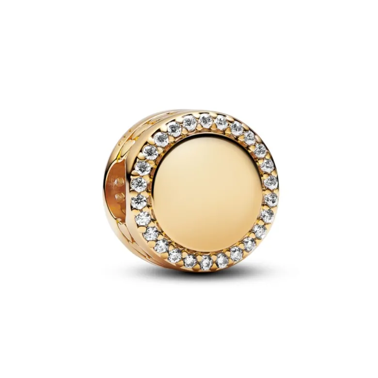 Pandora Moments Engravable Sparkling Button hela, keltakullattu, 768747C01
