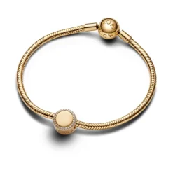 Pandora Moments Engravable Sparkling Button hela, keltakullattu, 768747C01