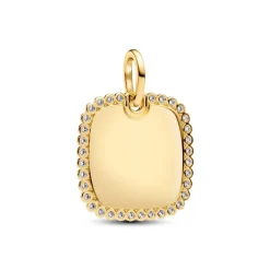 Pandora Moments Engravable Square Tag riipus, keltakullattu, 364009C01