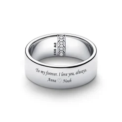 Pandora Moments Engravable Wide Band sormus, hopea, 194774C01