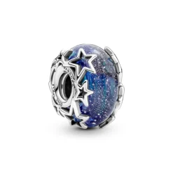 Pandora Moments Galaxy Blue & Star Murano hela, hopea, 790015C00