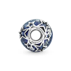 Pandora Moments Galaxy Blue & Star Murano hela, hopea, 790015C00
