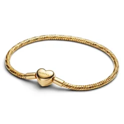 Pandora Moments Heart Clasp Faceted Snake Chain rannekoru, keltakullattu, 564236C00