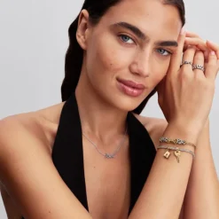 Pandora Moments Heart Clasp Faceted Snake Chain rannekoru, keltakullattu, 564236C00