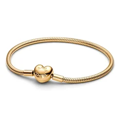 Pandora Moments Heart Clasp Snake Chain rannekoru, keltakullattu, 563050C00