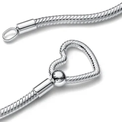 Pandora Moments Heart Closure Snake Chain kaulakoru, hopea, 393377C00-45