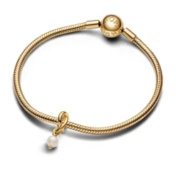 Pandora Moments June Treated Freshwater Cultured Pearl Eternity Circle hela, keltakullattu, 763462C06
