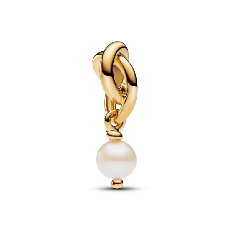 Pandora Moments June Treated Freshwater Cultured Pearl Eternity Circle hela, keltakullattu, 763462C06
