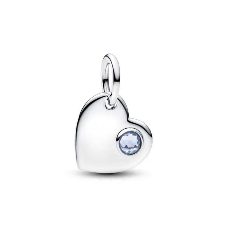 Pandora Moments March Engravable Aqua Blue Stone Heart hela, hopea, 794295C03