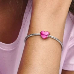 Pandora Moments Metallic Pink Heart hela, hopea, 793337C03