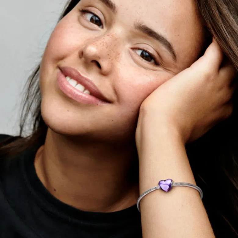 Pandora Moments Metallic Purple Heart hela, hopea, 793337C01
