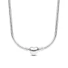 Pandora Moments Moments Heart Clasp Snake Chain kaulakoru, hopea, 393091C00-45