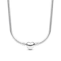 Pandora Moments Moments Heart Clasp Snake Chain kaulakoru, hopea, 393091C00-45