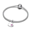 Pandora Moments October Engravable Pink Stone Heart hela, hopea, 794295C10