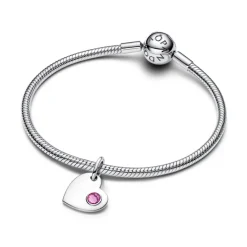 Pandora Moments October Engravable Pink Stone Heart hela, hopea, 794295C10