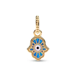 Pandora Moments Opalescent Blue Hamsa Hand hela, keltakullattu, 762699C01