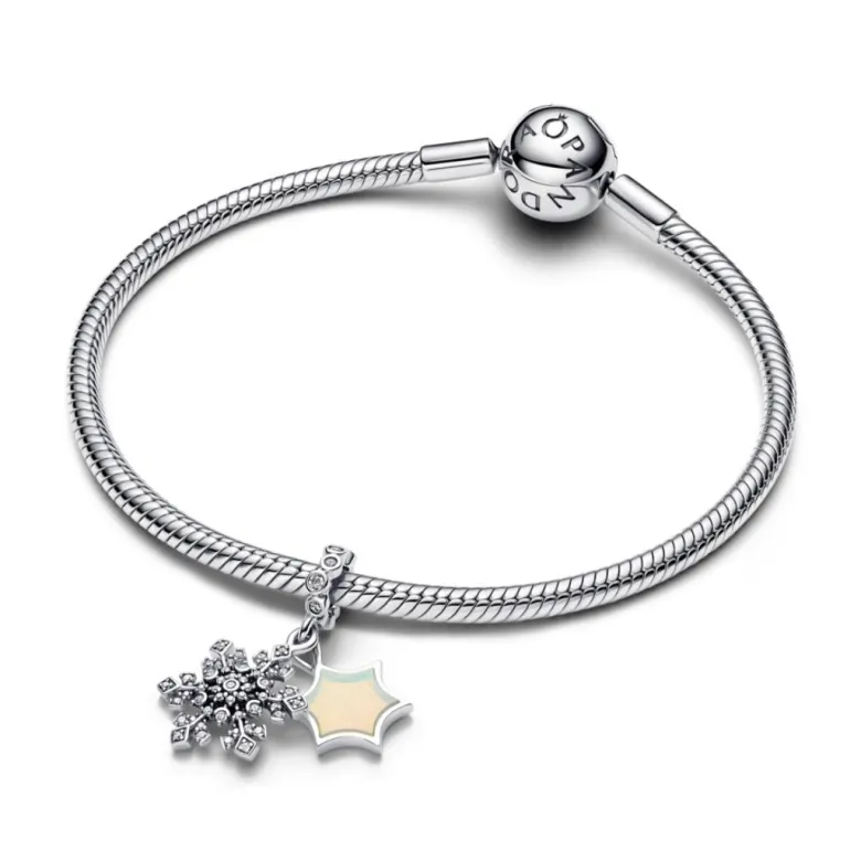 Pandora Moments Opalescent Snowflake Double hela, hopea, 794142C01