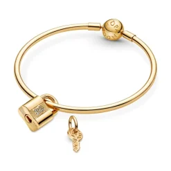 Pandora Moments Padlock & Key hela, keltakullattu, 760088C01