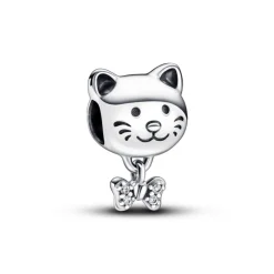 Pandora Moments Pet Cat & Bow hela, hopea, 792255C01