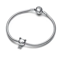 Pandora Moments Pet Cat & Bow hela, hopea, 792255C01