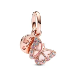 Pandora Moments Pink Butterfly & Quote Double hela, ruusukullattu, 782555C01